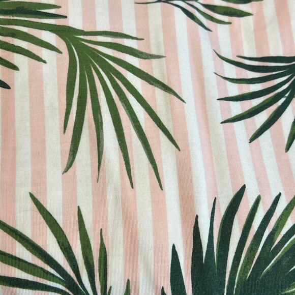 Lands’ End Wide Leg Jumpsuit Pink Green 1X Palm Leaf Print Sleeveless Tropical - Picture 11 of 12